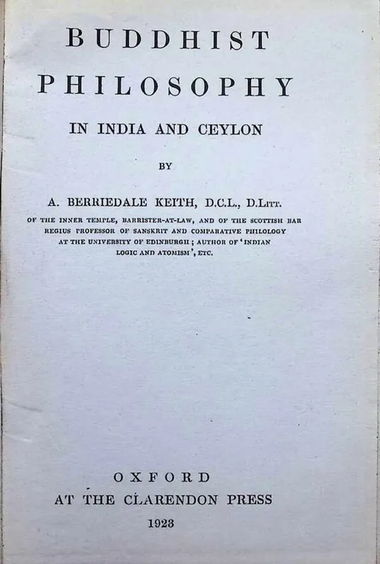 Buddhist Philosophy in India and Ceylon - A. Berriedale Keith Voordeelprijs