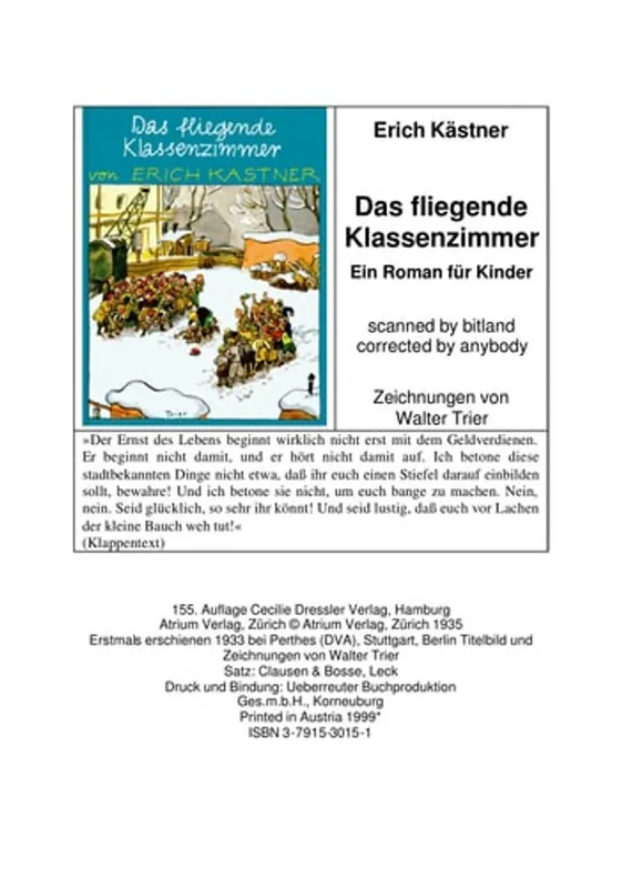 Op = Op Das fliegende Klassenzimmer ein Roman für Kinder - Erich Kästner