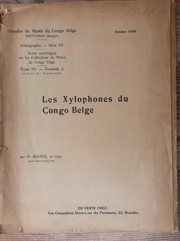 Les xylophones du Congo Belge - Olga Boone Lage Kosten
