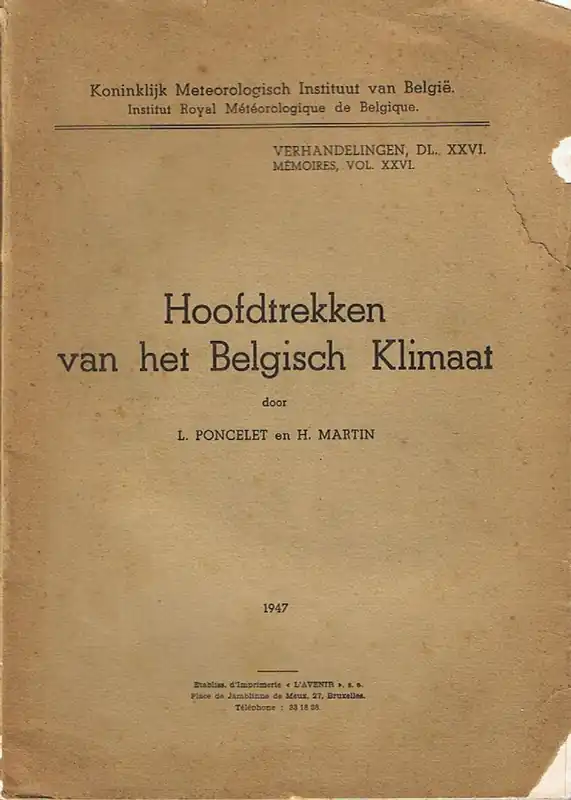 Hoofdtrekken van het Belgisch Klimaat - Lucien Poncelet - H. Martin Tijdelijk Beschikbaar
