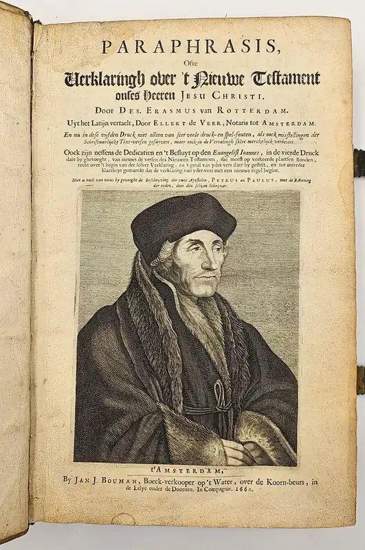 Erasmus' verklaring van het Nieuwe Testament in een fraaie band - Erasmus van Rotterdam, Desiderius Direct Verzonden