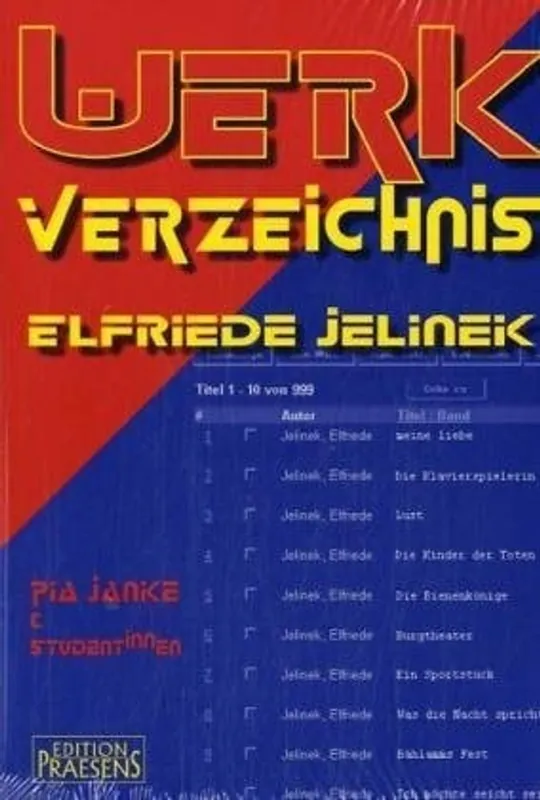 Werkverzeichnis Elfriede Jelinek - Pia Janke Beste Prijs