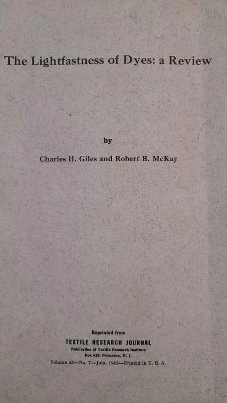 Must-Have THE LIGHTFASTNESS OF DYES: A REVIEW - Giles & McKay