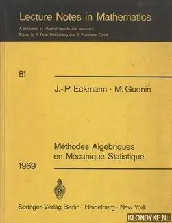 Lecture notes in mathematics, volume 81: Méthodes Algébriques en Mécanique Statistique - Dold, A. Bestseller