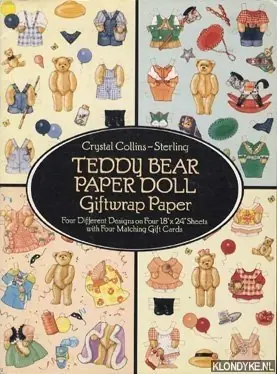 Teddy Bear Paper Doll Giftwrap Paper. Four Different Designs of Four 18"x24" Sheets With Four Matching Gift Cards - Collins-Sterling, Crystal Goedkoop