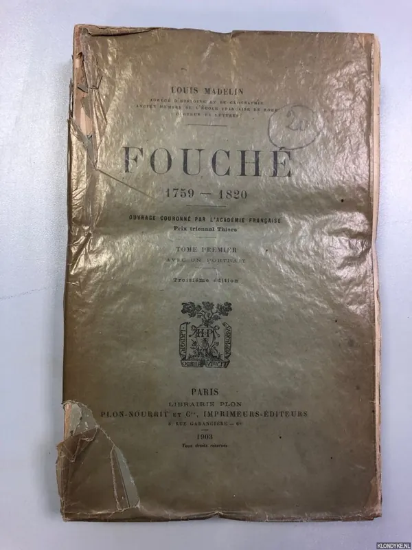 Fouche 1759-1820 (2 volumes) - Madelin, Louis Koop Vandaag