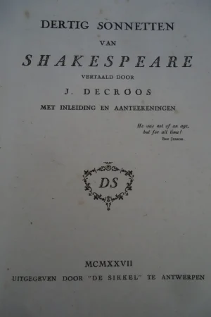 Direct Verzonden Dertig sonnetten van Shakespeare, - Shakespeare