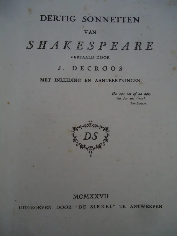 Direct Verzonden Dertig sonnetten van Shakespeare, - Shakespeare