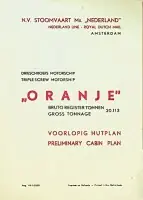 Voorlopig Hutplan/Prelliminary Cabin Plan Triple Screw Motorship Oranje SMN 1949 - SMN Merkproduct